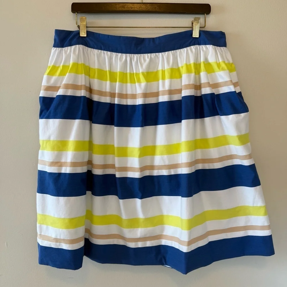 Lord & Taylor Striped Blue and Yellow Women's Skirt